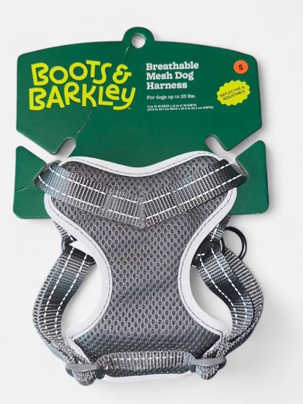 Boots & Barkley Gray Breathable Mesh Dog Harness with Reflective Trim